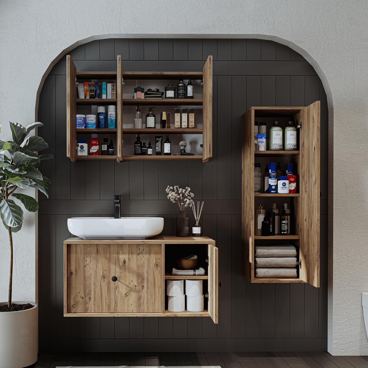 roomart-gusto-75-cm-badezimmerm-bel-set-4-teilig-keramik-waschbecken-unterschran image 5