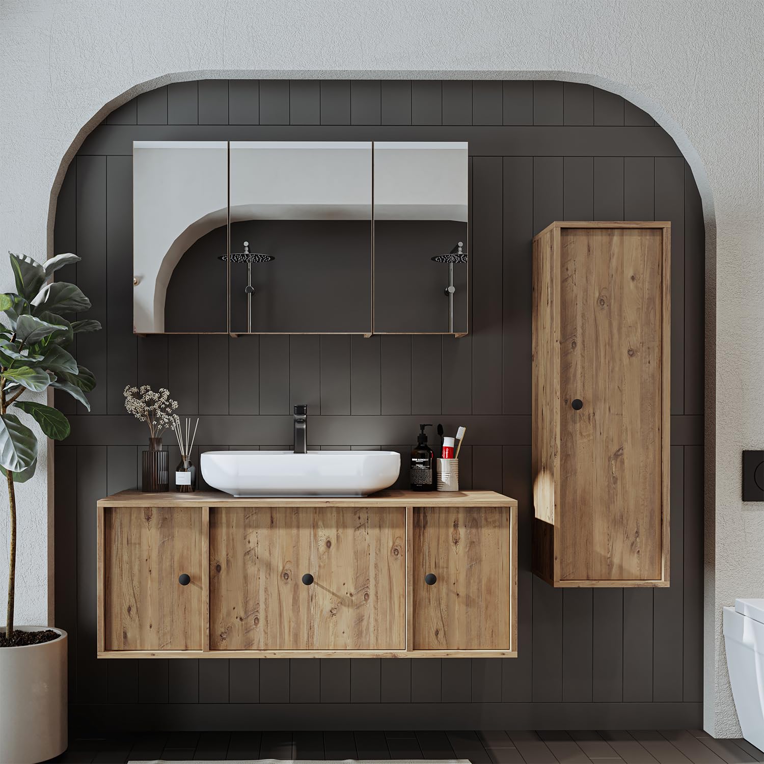 roomart-gusto-badezimmerm-bel-set-120-cm-4-teilig-mit-keramik-waschbecken-eiche image 1