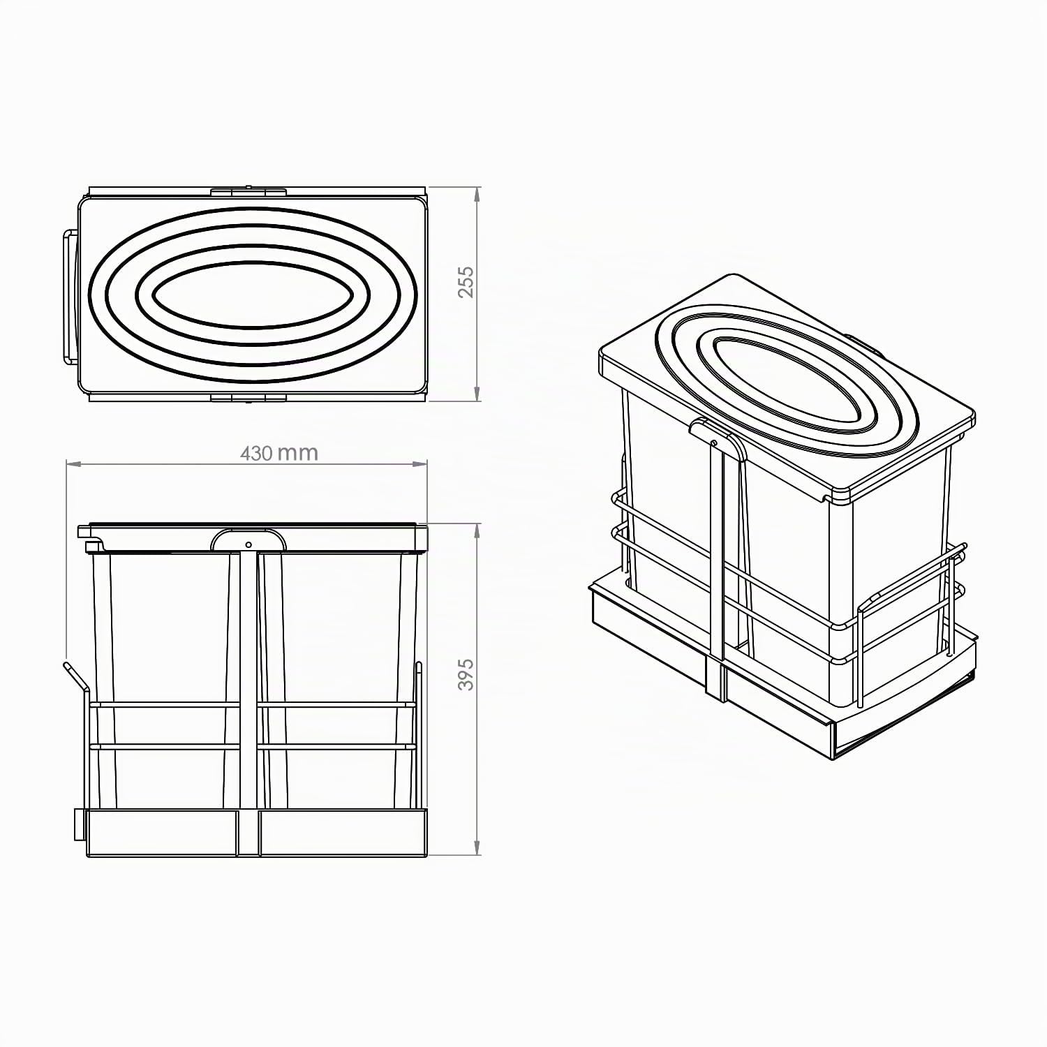 roomart-einbau-m-lleimer-k-che-ausziehbar-2x12l-m-lltrennsystem-unterschrank-hel image 5