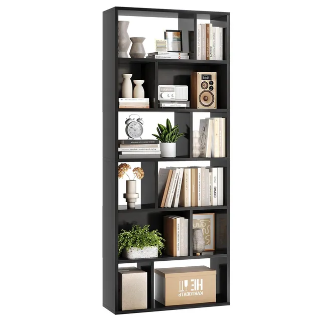 forabamb-b-cherregal-mit-6-ebenen-12-offene-f-cher-173x60x24-cm-schwarz-standreg image 1