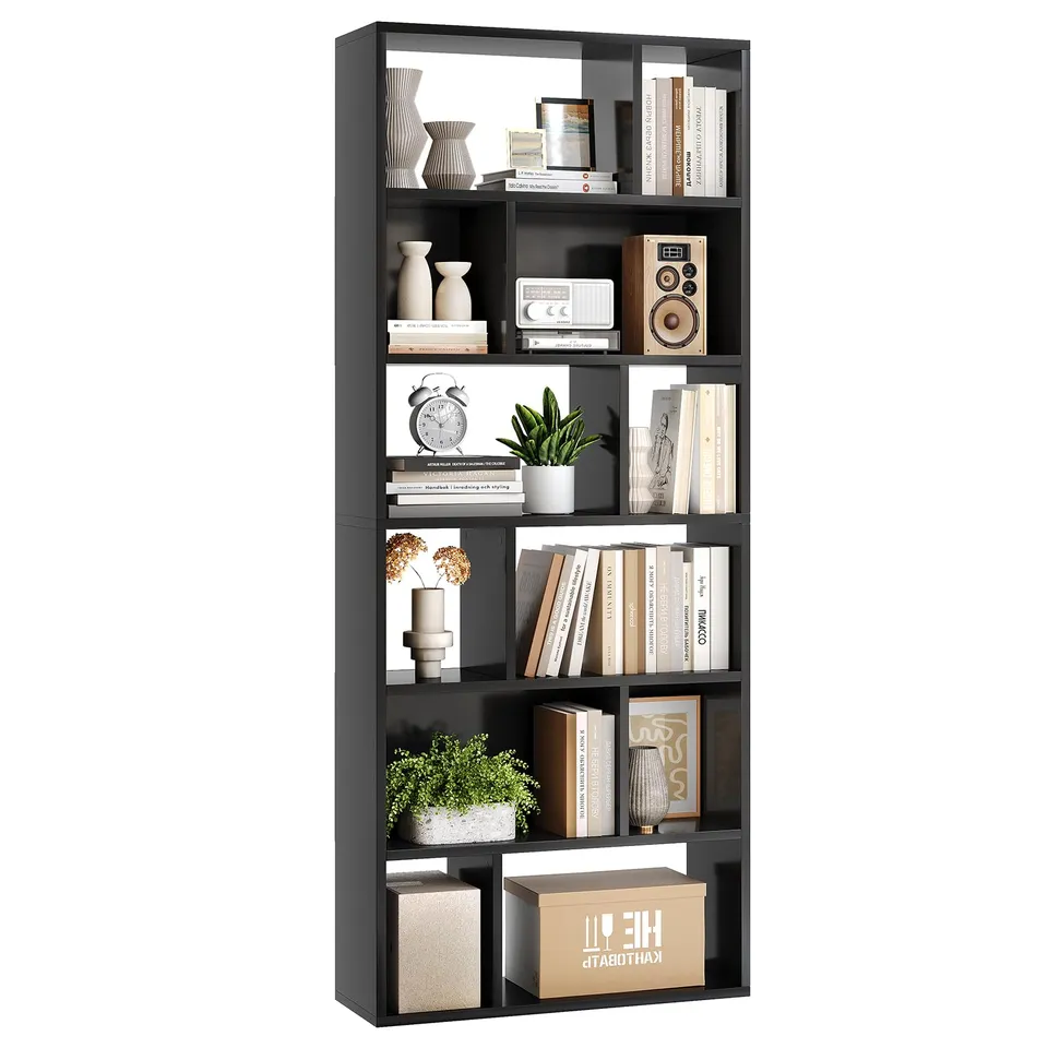 forabamb-b-cherregal-mit-6-ebenen-12-offene-f-cher-173x60x24-cm-schwarz-standreg image 1