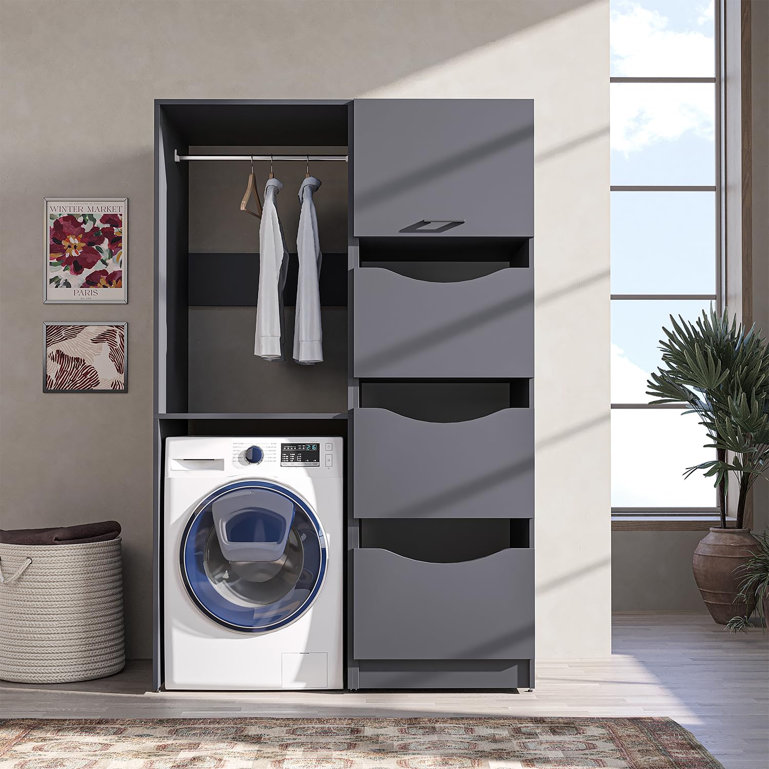 roomart-serie-2-norda-waschmaschinenschrank-126-cm-kleiderstange-waschmaschine-i-2 image 5