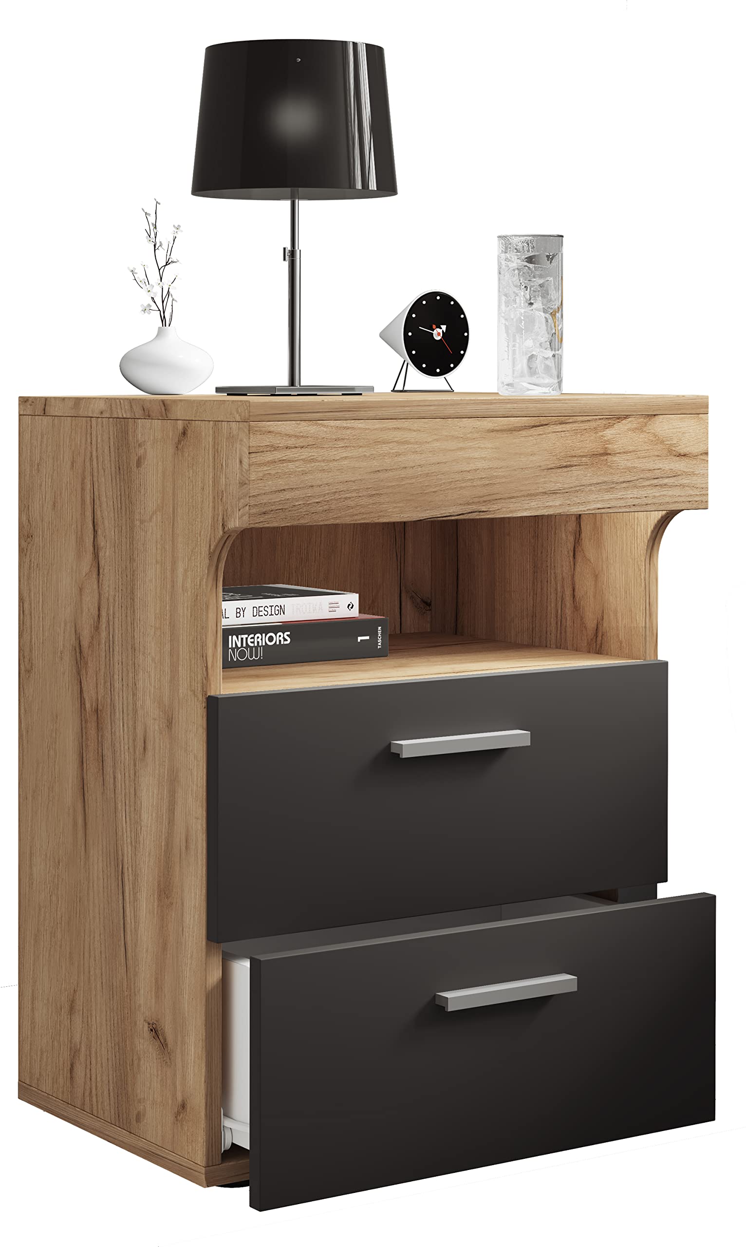 vcm-nachttisch-slepal-l-honig-eiche-wei-45x39x61-cm-2-schubladen-offenes-fach image 4