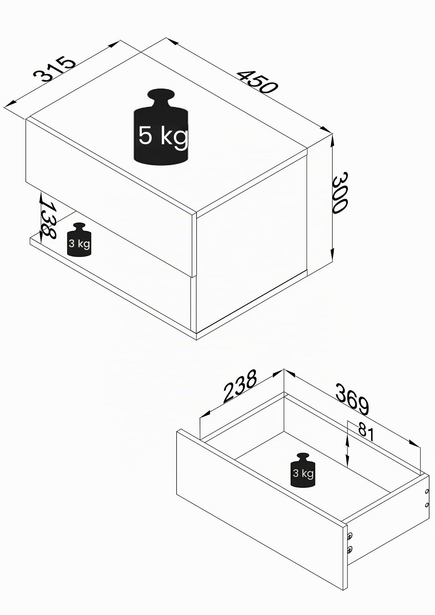 vcm-usal-xl-45-cm-nachtschrank-wandboard-mit-schublade-und-offenem-fach-h-30-x-b image 3