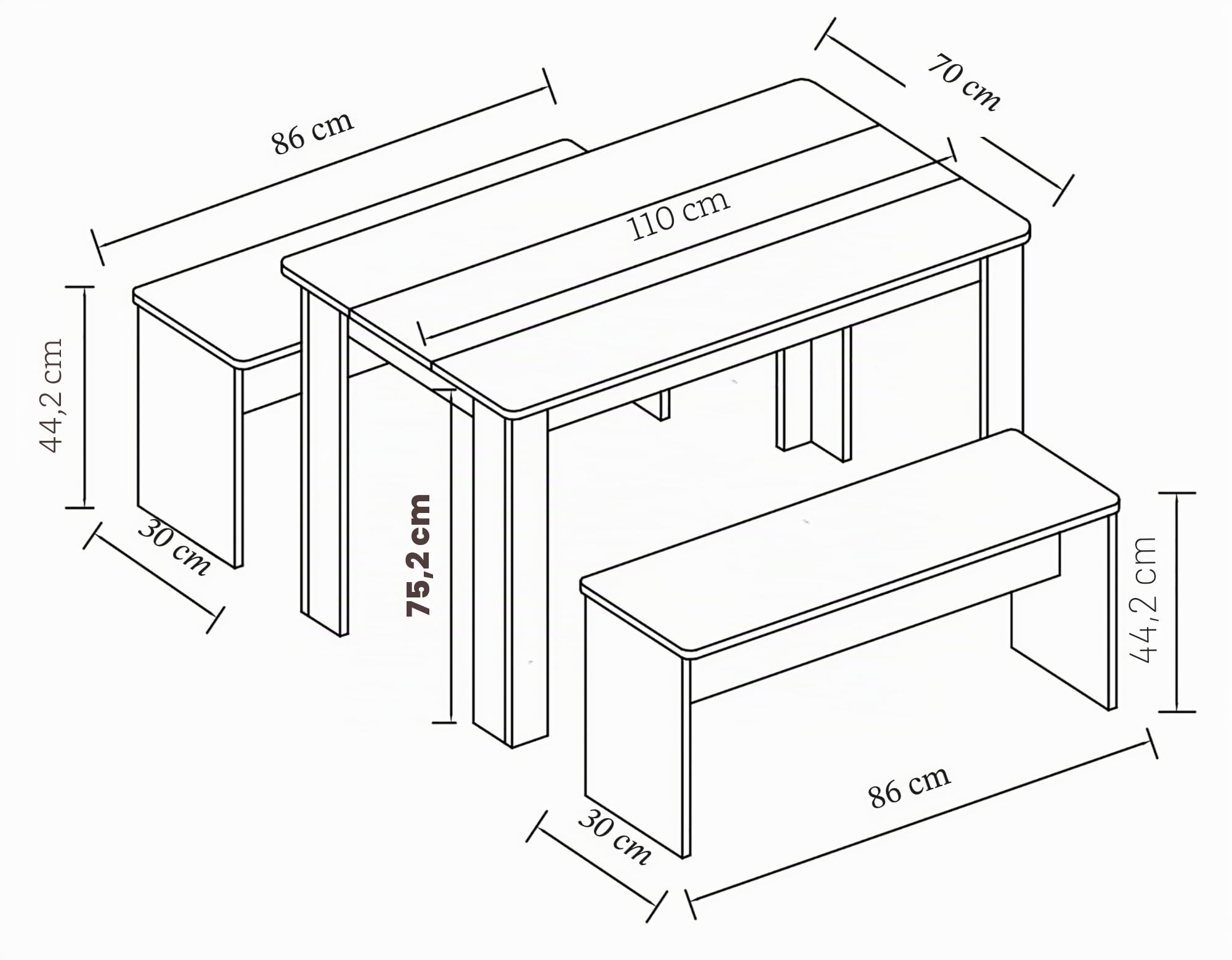 vcm-esal-xl-essgruppe-k-chentisch-set-aus-holz-mit-zwei-sitzb-nken-tisch-ca-75x1 image 3