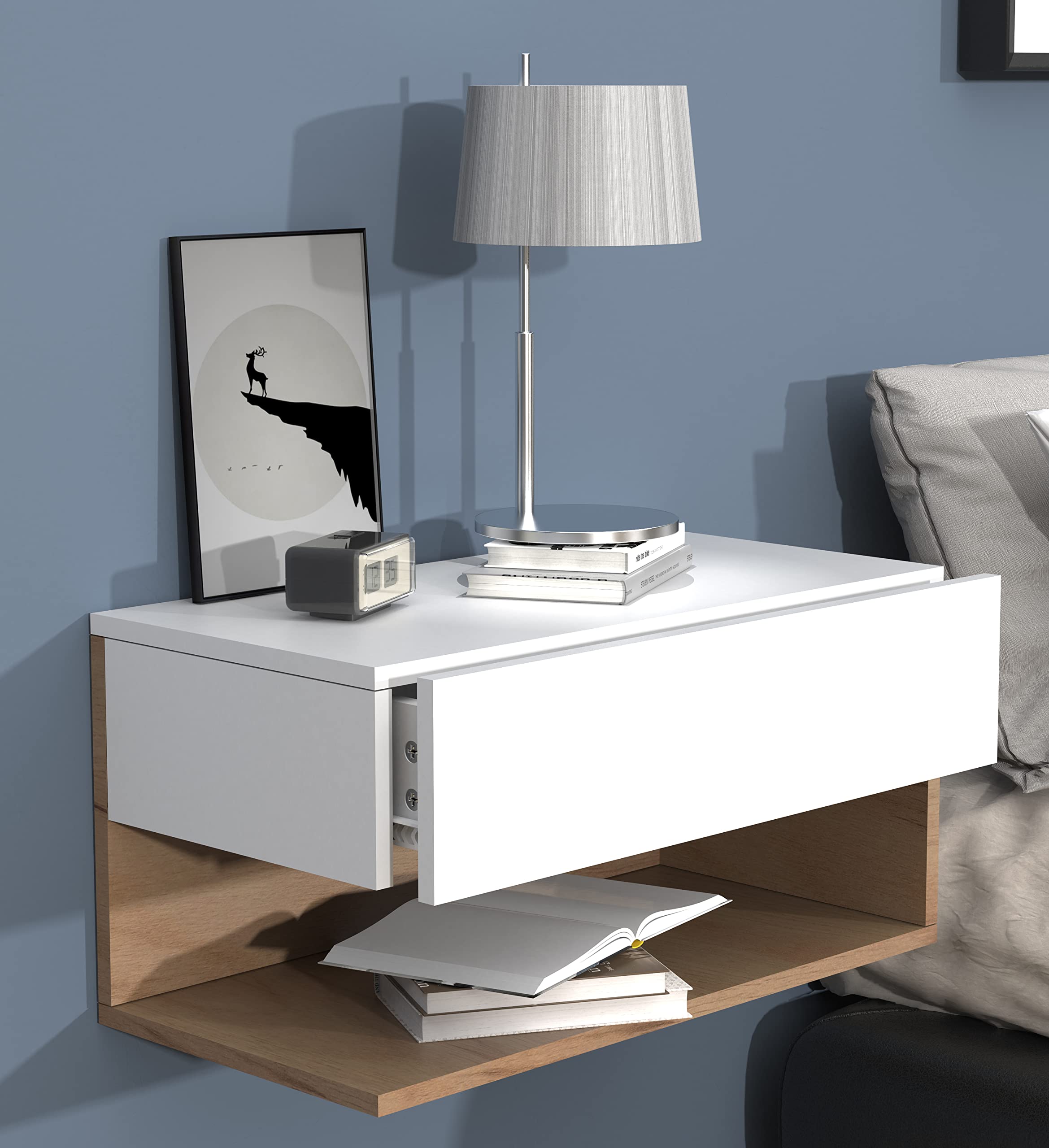 vcm-nachttisch-usal-wandkonsole-60-x-32-x-30-cm-mit-1-schublade-1-fach-wei-honig image 2
