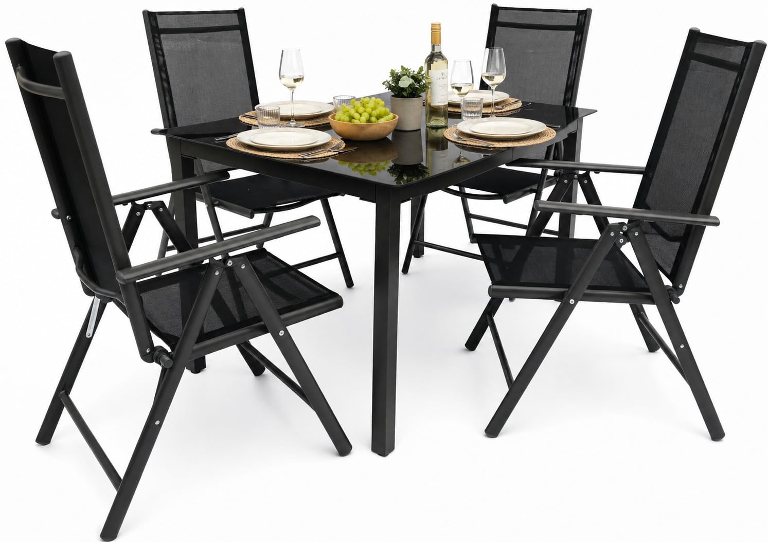 vcm-5-teiliges-gartenm-bel-set-140-sw-aluminium-sitzgruppe-1-tisch-140x80-cm-4-k image 1