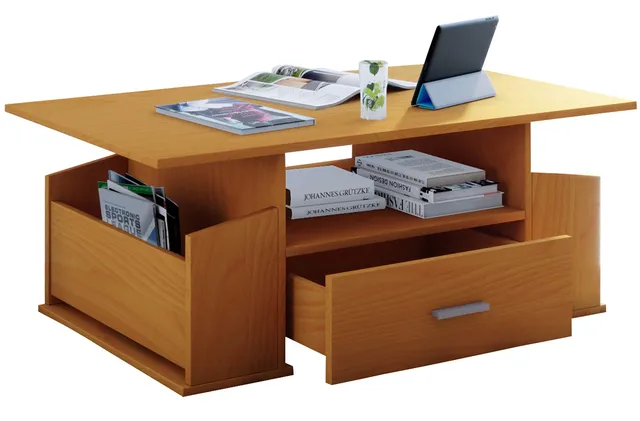 vcm-couchtisch-buche-110x52x44-cm-3-f-cher-1-schublade-holzwerkstoff image 1