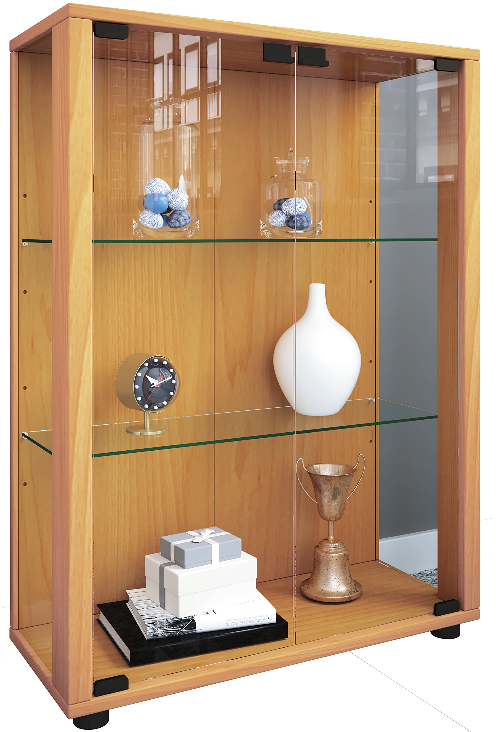 vcm-standvitrine-floka-wei-60x25x80-cm-2-t-ren-3-f-cher-esg-sicherheitsglas image 6