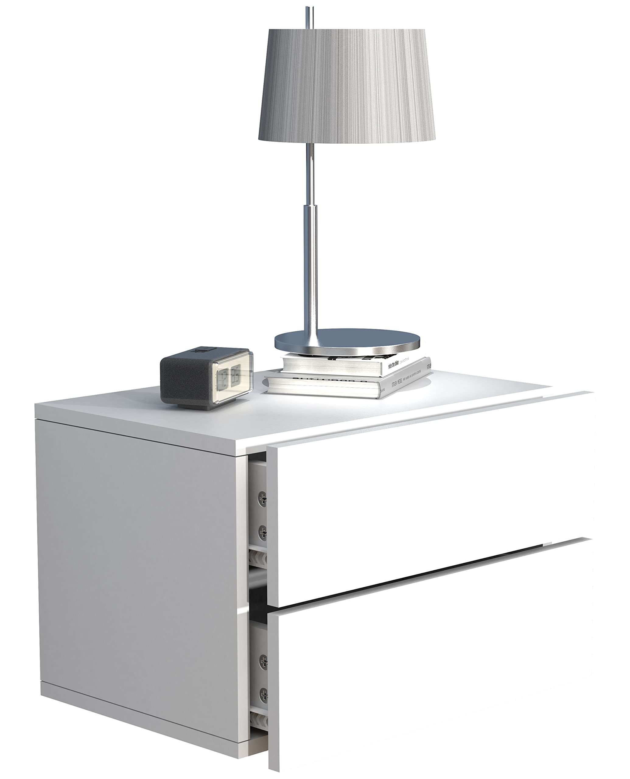 vcm-nachttisch-usal-wei-45-x-32-x-30-cm-wandmontage-2-schubladen image 1