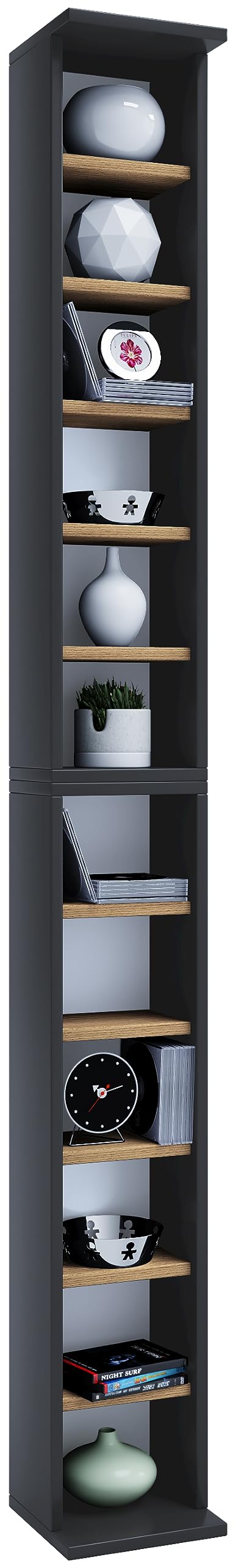 vcm-standregal-wei-honig-eiche-21x20x180-cm-12-f-cher-holzwerkstoff image 4
