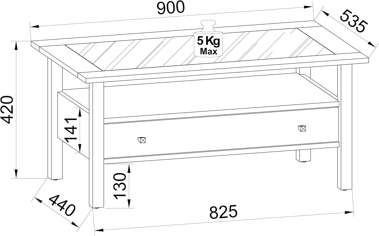 vcm-beistelltisch-lingis-l-schwarz-90-x-54-x-42-cm-mit-schublade-und-esg-glaspla image 3
