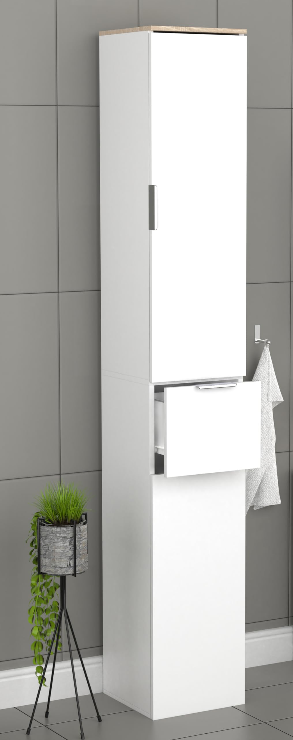vcm-badm-bel-hochschrank-donali-wei-sonoma-eiche-30x30x190-cm-2-dreht-ren-1-schu image 2