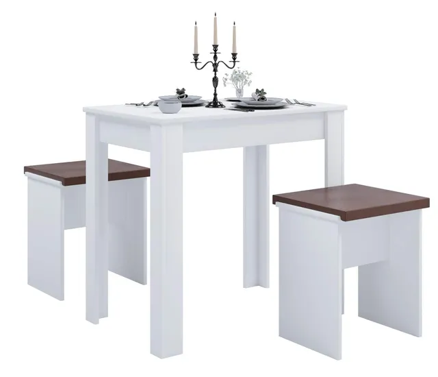 vcm-esal-l-essgruppe-k-chentisch-set-aus-holz-mit-zwei-sitzb-nken-tisch-ca-75x80 image 1