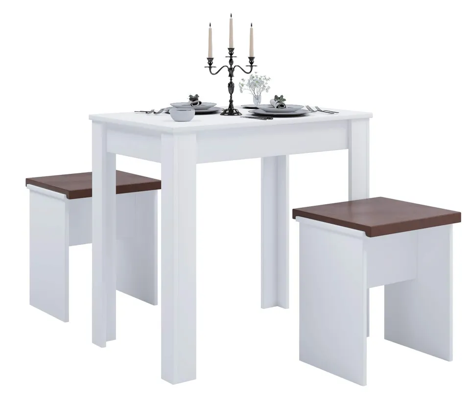 vcm-esal-l-essgruppe-k-chentisch-set-aus-holz-mit-zwei-sitzb-nken-tisch-ca-75x80 image 1