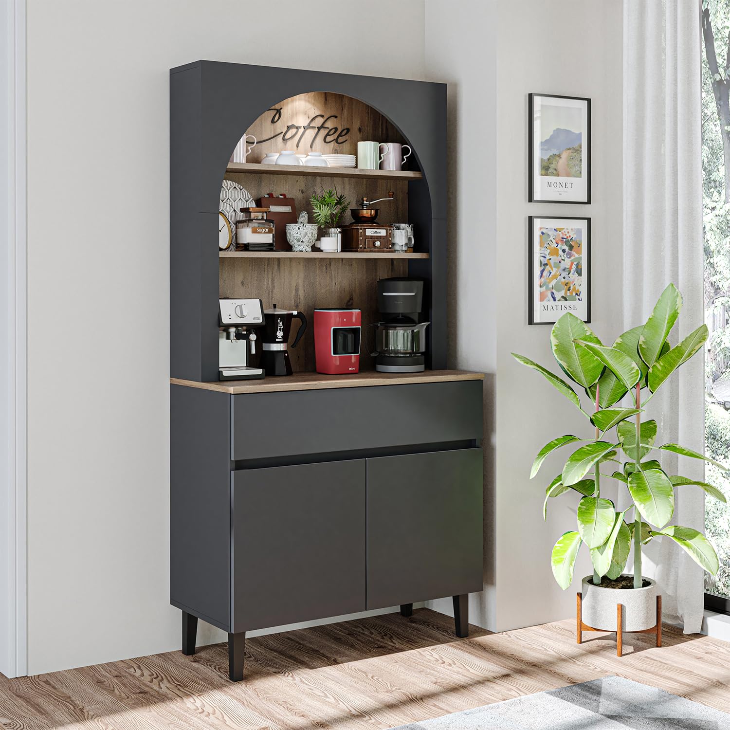 roomart-mehrzweckschrank-venedik-90x179x42-cm-anthrazit-eiche-mit-schublade-t-re image 1