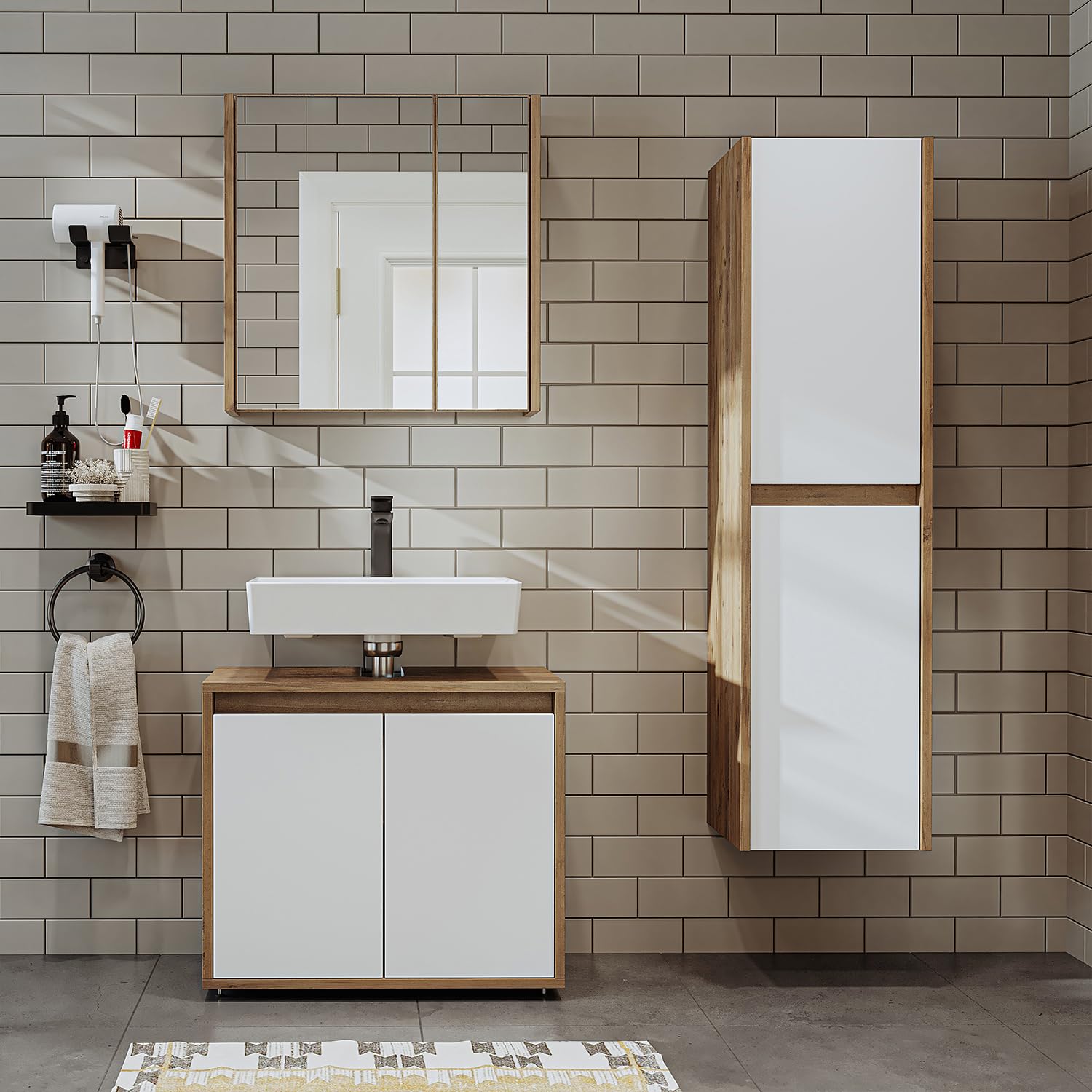 roomart-melona-3-teiliges-badm-bel-set-65-cm-unterschrank-mit-spiegelschrank-und image 2