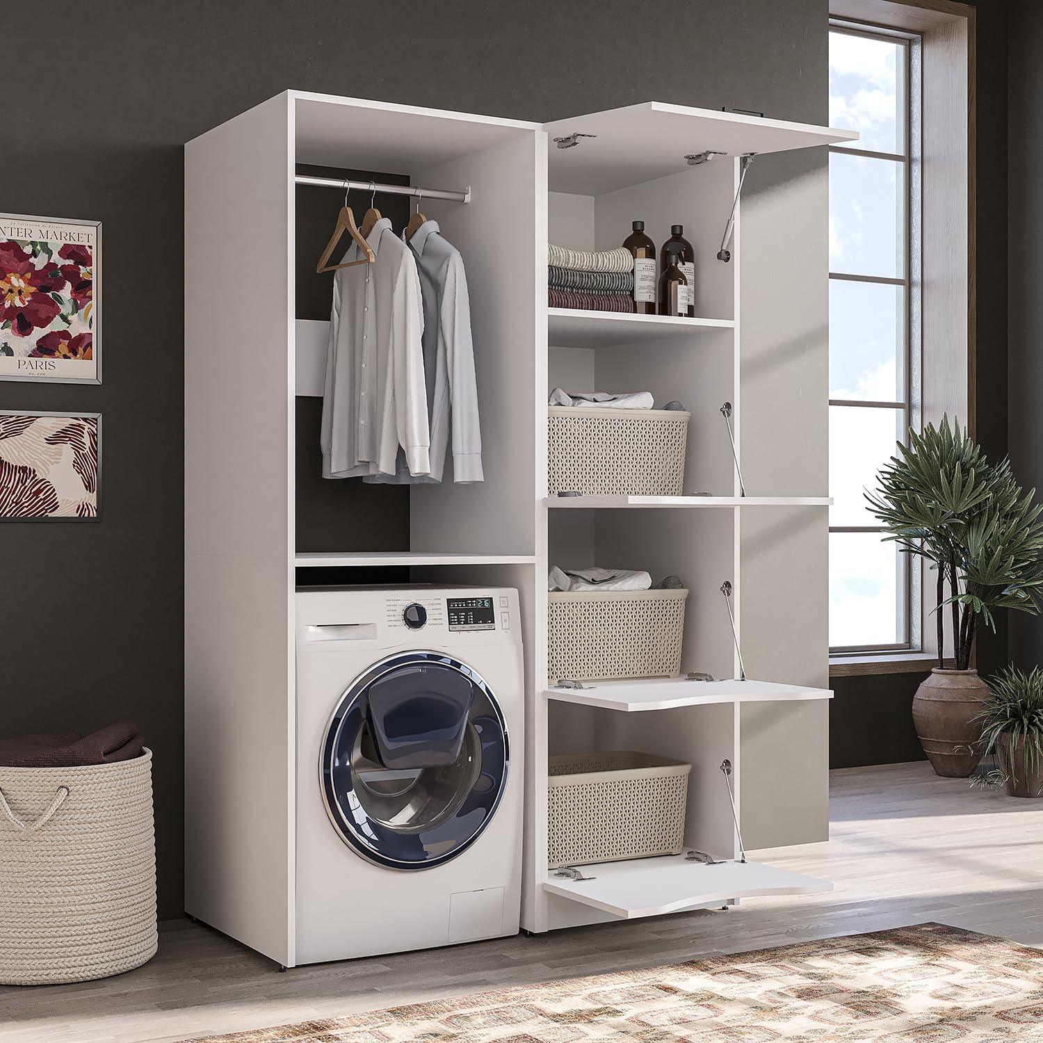 roomart-serie-2-norda-waschmaschinenschrank-126-cm-kleiderstange-waschmaschine-i image 2