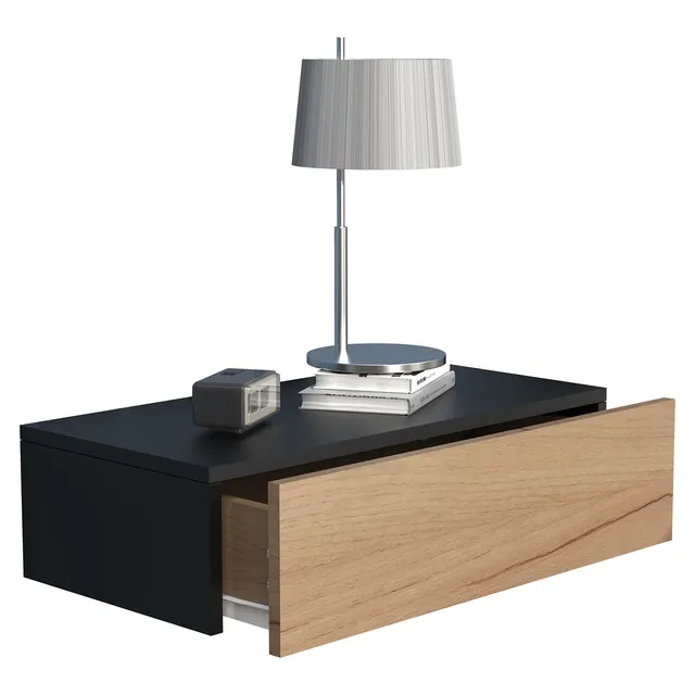 vcm-nachttisch-schwarz-honig-eiche-usal-60x30x15-cm-holzwerkstoff-wandschublade image 1