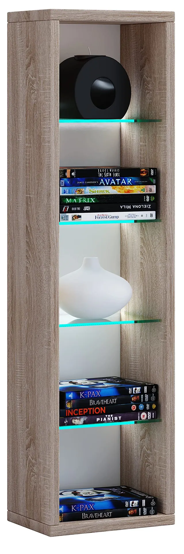 vcm-standregal-sonoma-eiche-21x14x77-cm-5-f-cher-holzwerkstoff-und-glas image 1