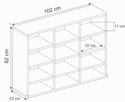 vcm-standregal-buche-102x23x82-cm-12-f-cher-f-r-cds-dvds image 7