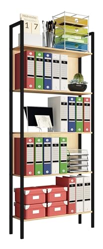 vcm-b-roregal-honig-eiche-62x24x165-cm-5-f-cher-standregal-b-cherregal image 5