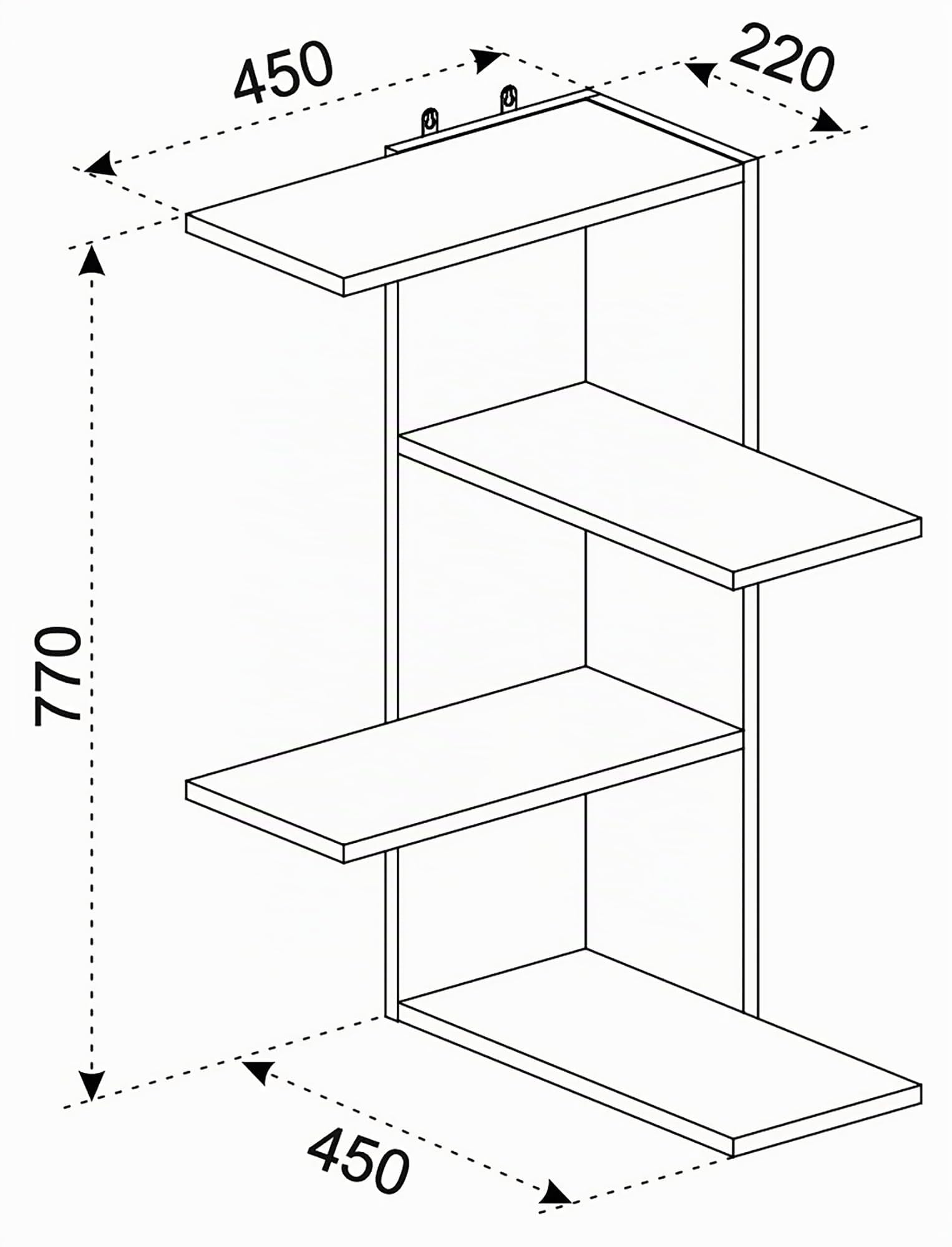vcm-wandregal-wei-45x45x77-cm-3-f-cher-holzwerkstoff image 3