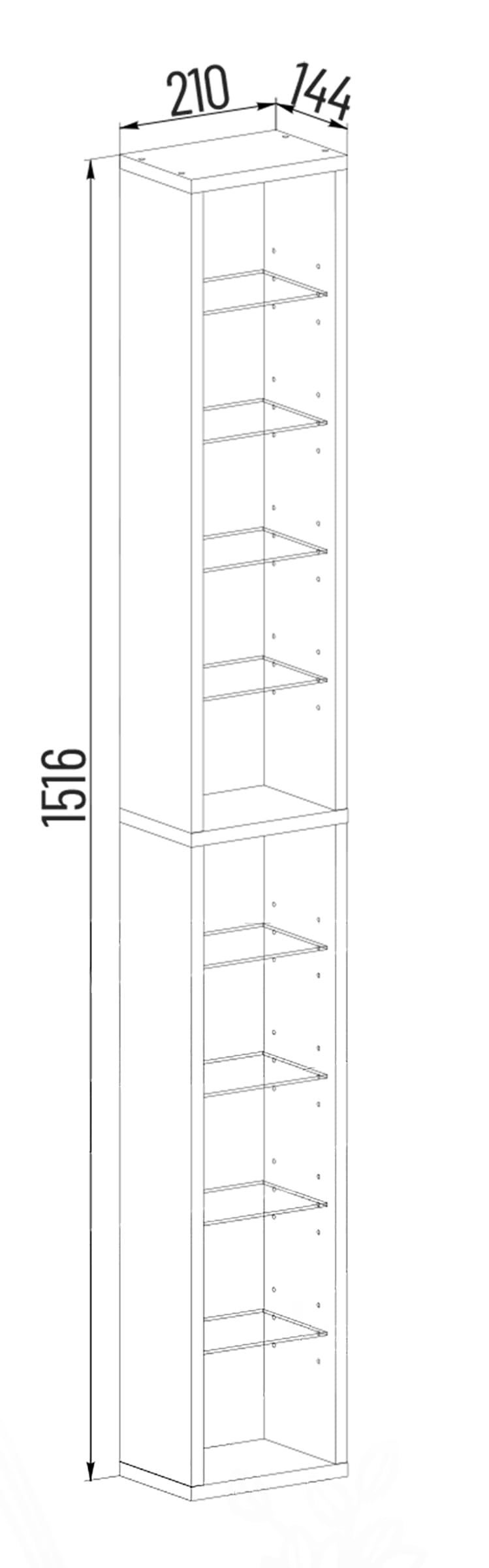 vcm-nulis-standregal-sonoma-eiche-21x14x155-cm-10-f-cher-holzwerkstoff-und-glas image 3