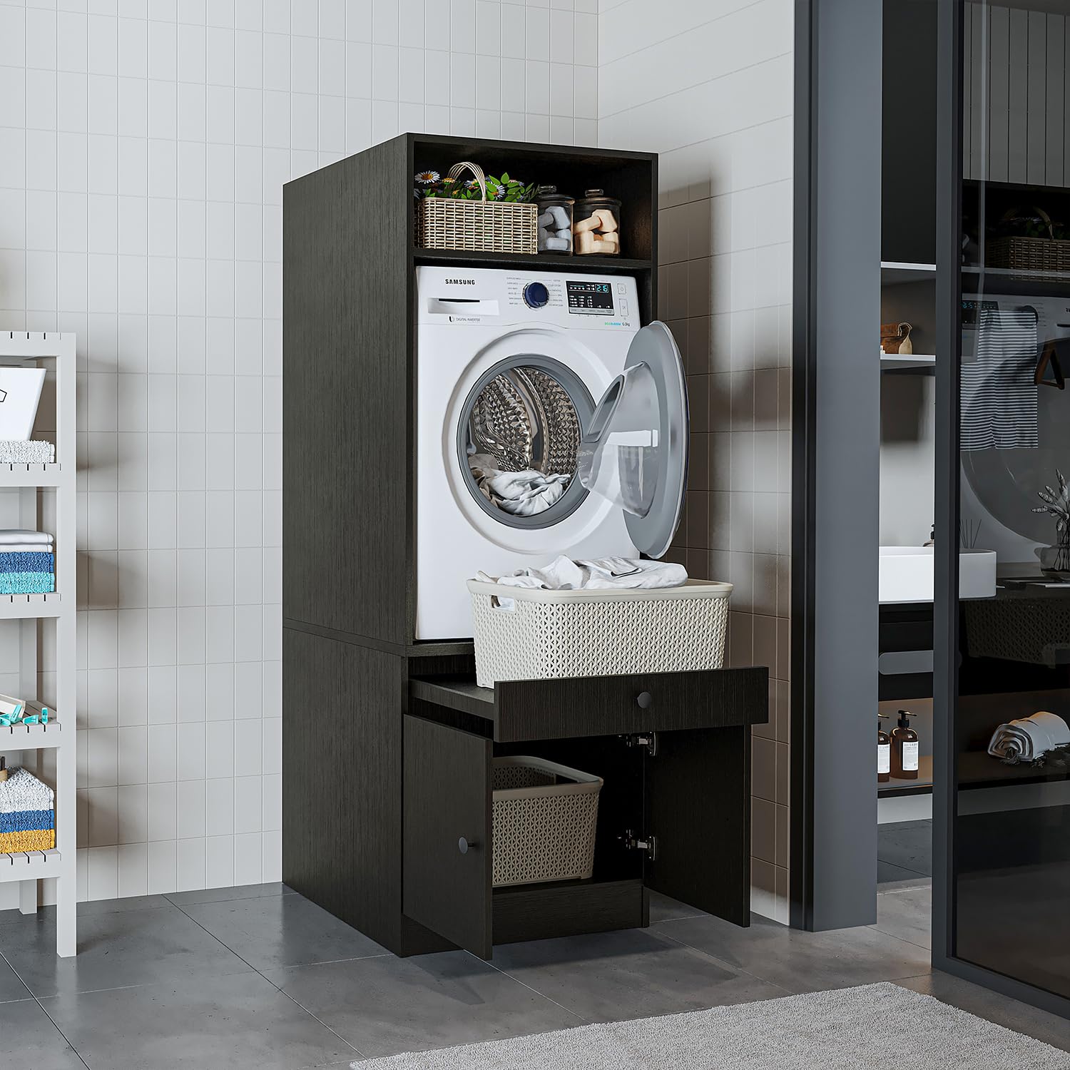 roomart-waschmaschinenschrank-mit-ausziehplatte-schublade-eiche-1-schrank-mit-sc image 7