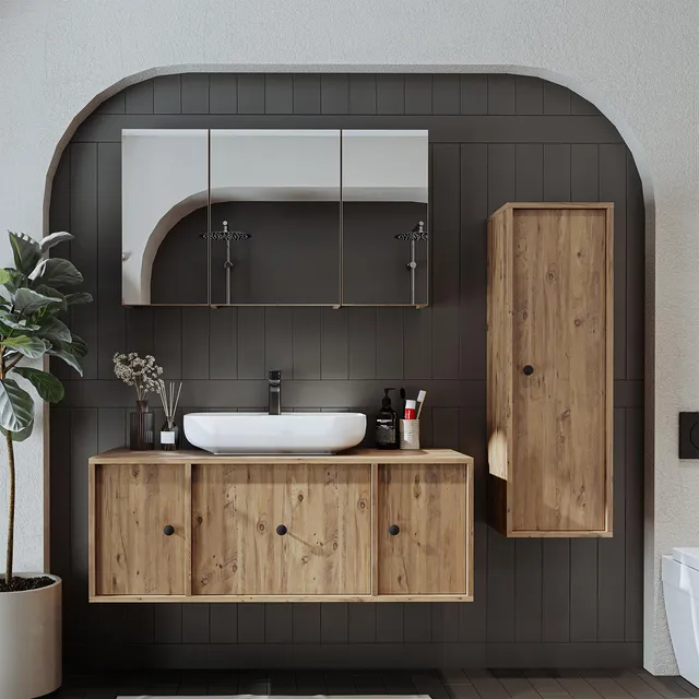 roomart-gusto-badezimmerm-bel-set-120-cm-4-teilig-mit-keramik-waschbecken-eiche image 1