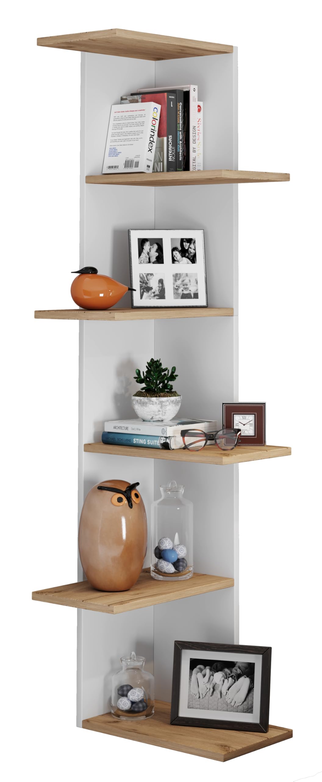 vcm-wandregal-nulis-anthrazit-honig-eiche-37x37x140-cm-5-f-cher-holzwerkstoff image 5