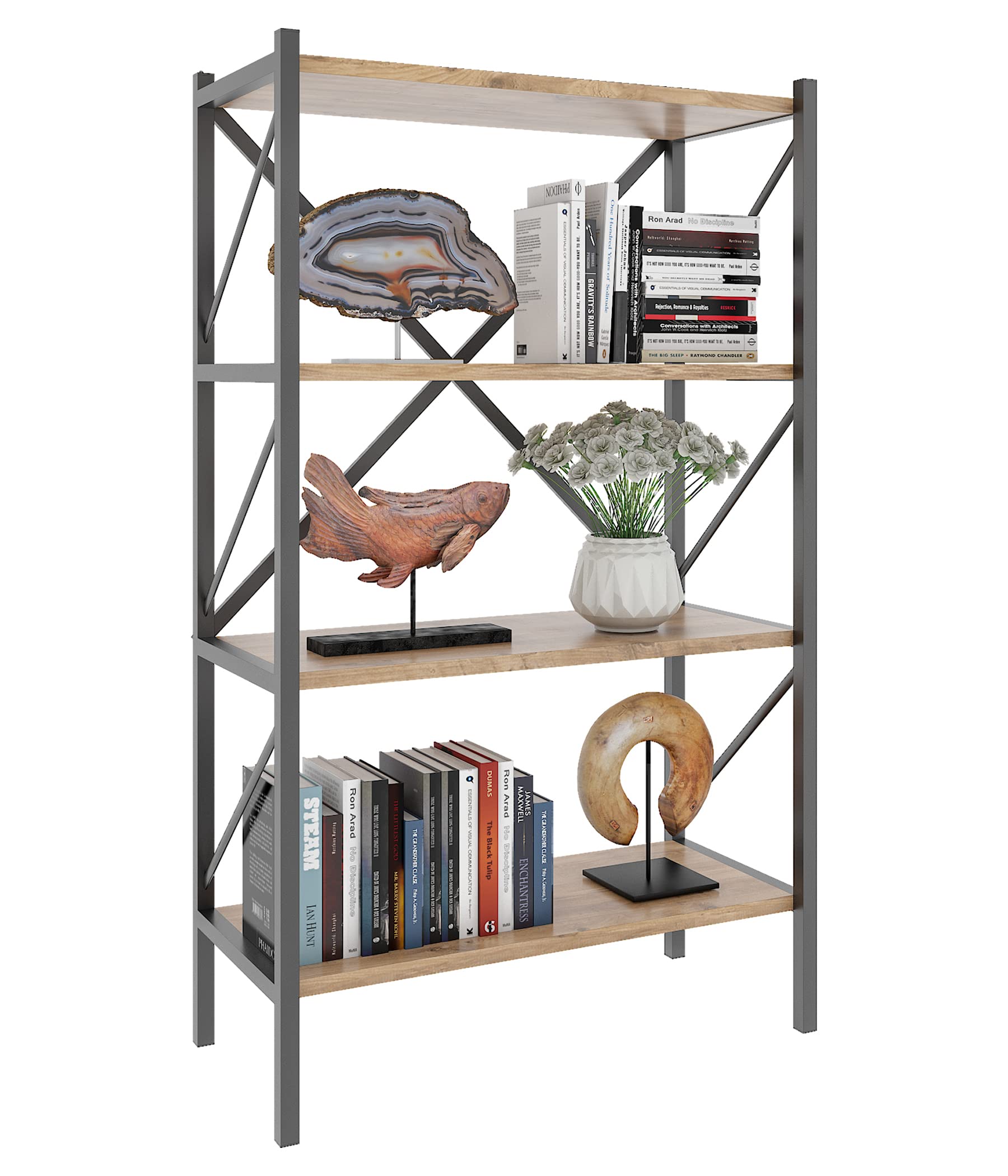 vcm-standregal-nulis-honig-eiche-66-x-34-x-121-cm-4-offene-f-cher-holzwerkstoff- image 1