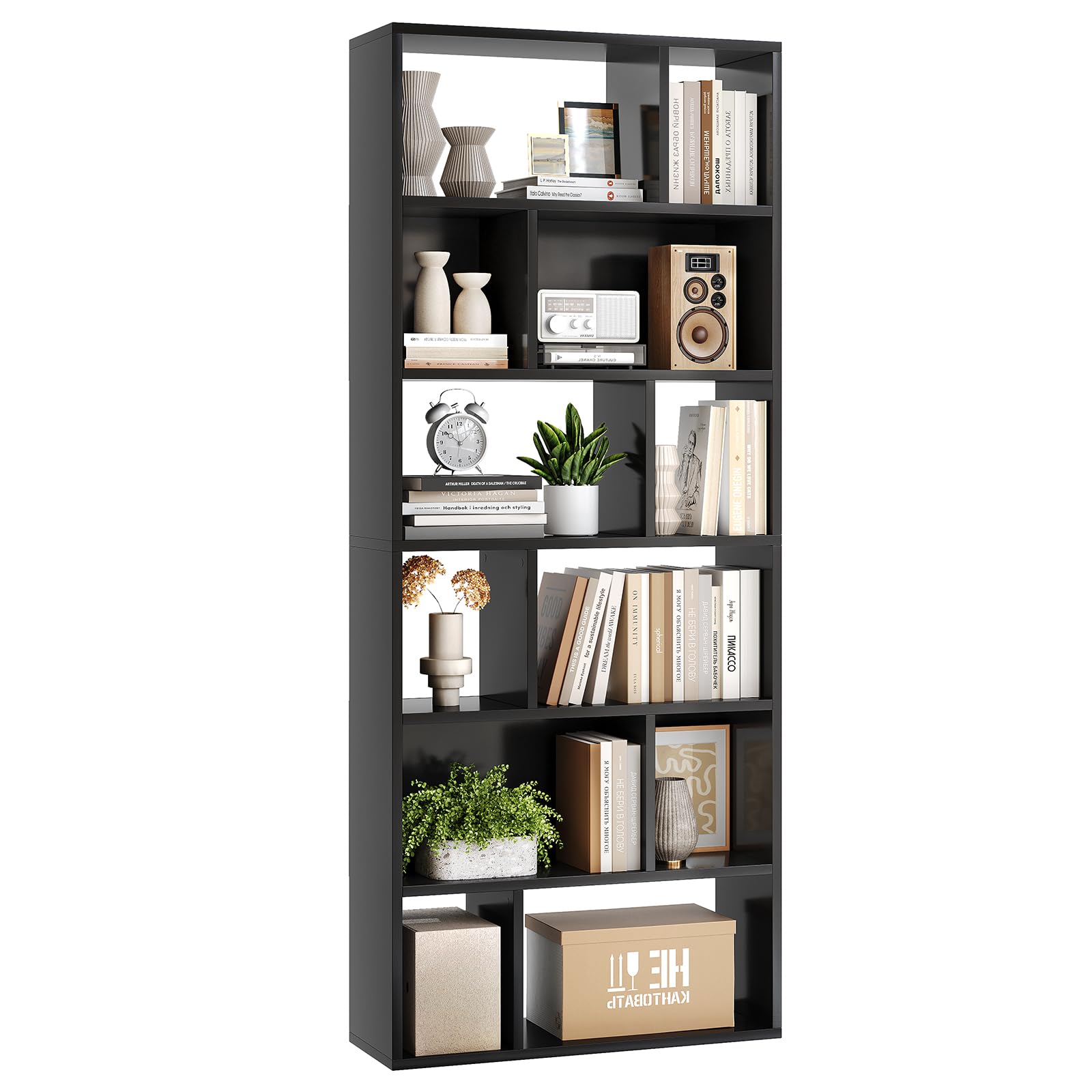 forabamb-b-cherregal-mit-6-ebenen-12-offene-f-cher-173x60x24-cm-schwarz-standreg image 1