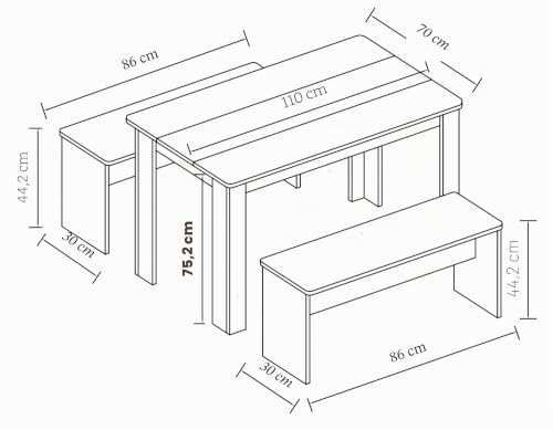vcm-esal-xl-essgruppe-k-chentisch-set-aus-holz-mit-zwei-sitzb-nken-tisch-ca-75x1 image 6