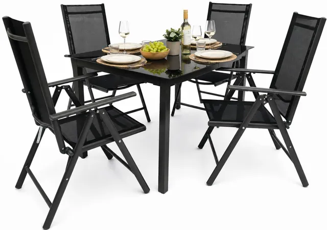vcm-5-teiliges-gartenm-bel-set-140-sw-aluminium-sitzgruppe-1-tisch-140x80-cm-4-k image 1