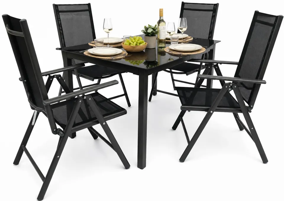 vcm-5-teiliges-gartenm-bel-set-140-sw-aluminium-sitzgruppe-1-tisch-140x80-cm-4-k image 1