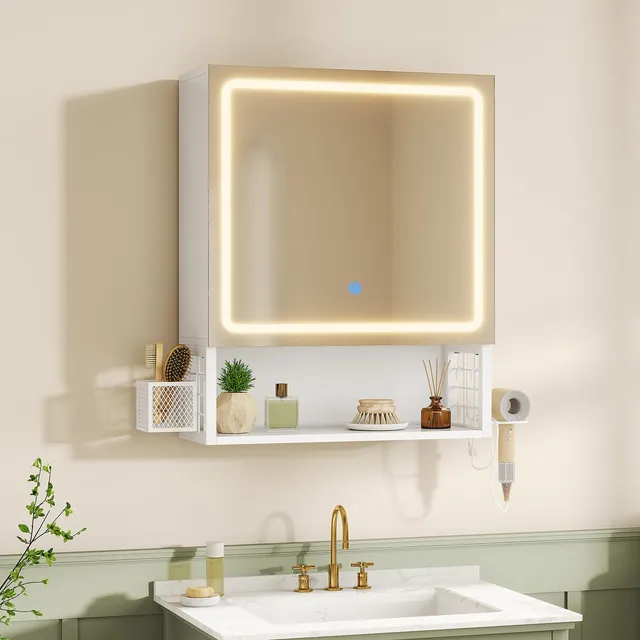 forabamb-spiegelschrank-wei-50x16x60-cm-mit-led-beleuchtung-3-lichtfarben-verste image 1