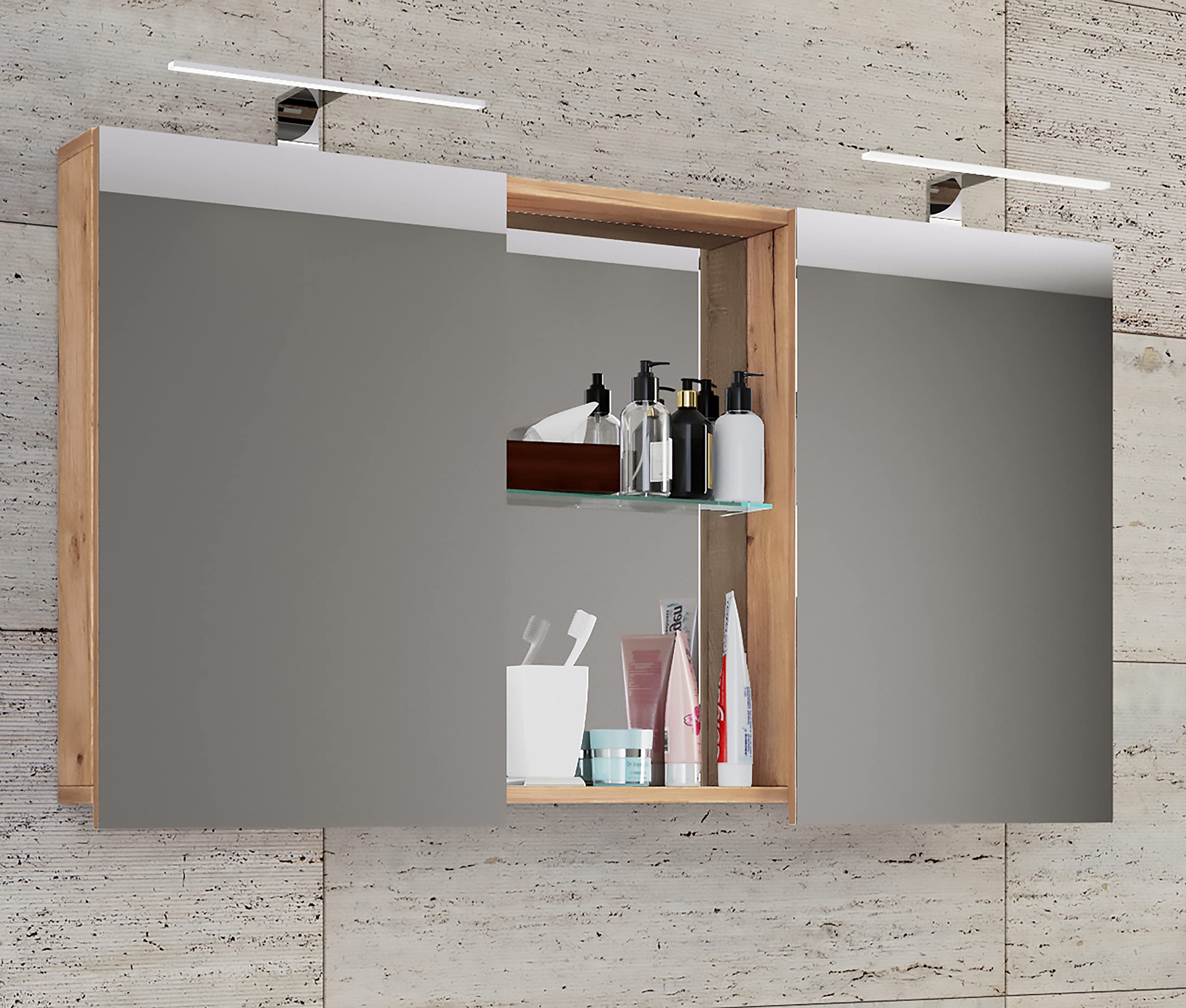 vcm-badm-bel-spiegelschrank-cosila-honig-eiche-112x12x59-cm-2-t-ren-6-f-cher image 6