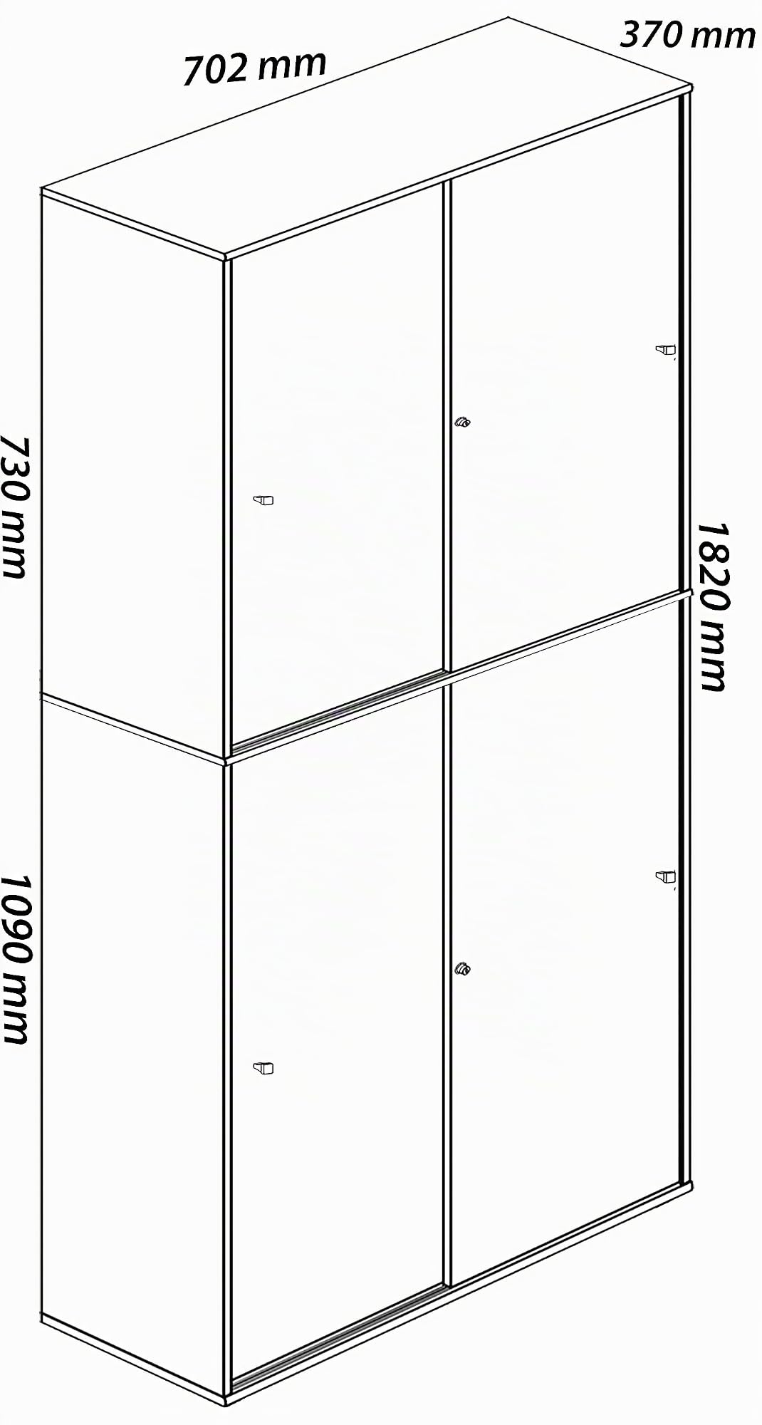 vcm-b-roschrank-lona-buche-70x37x184-cm-2-t-ren-5-f-cher-holzwerkstoff image 2