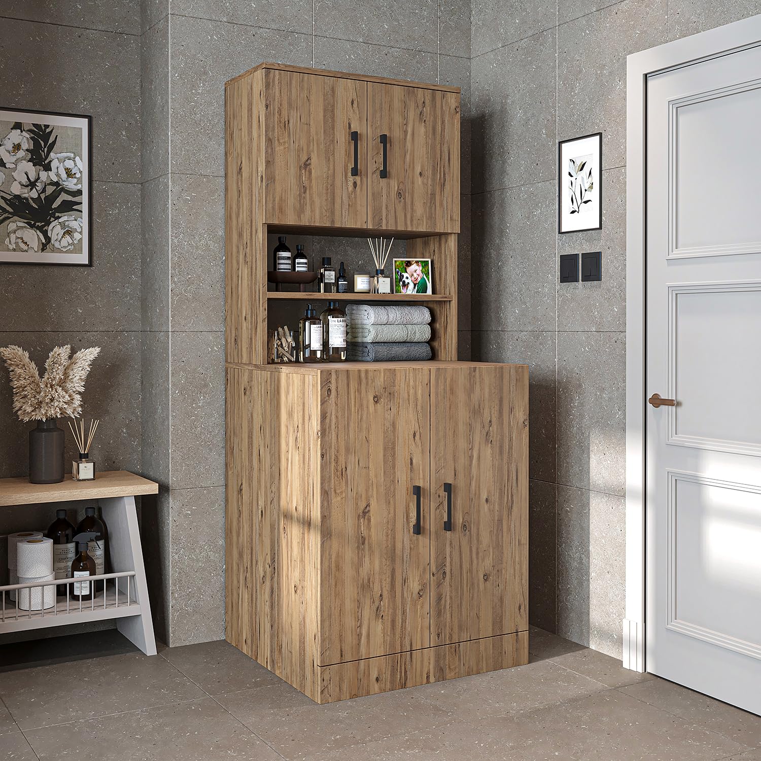 roomart-waschmaschinenschrank-mit-oberschrank-anthrazit-eiche-70-x-180-x-69-cm image 7