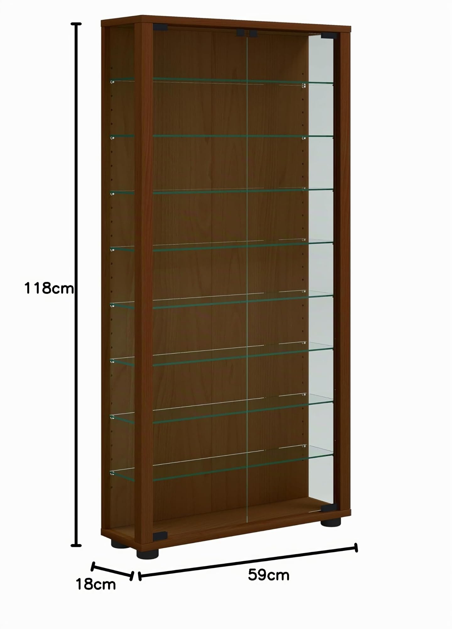 vcm-standvitrine-kern-nussbaum-59-x-18-x-113-cm-holzwerkstoff-esg-sicherheitsgla image 3
