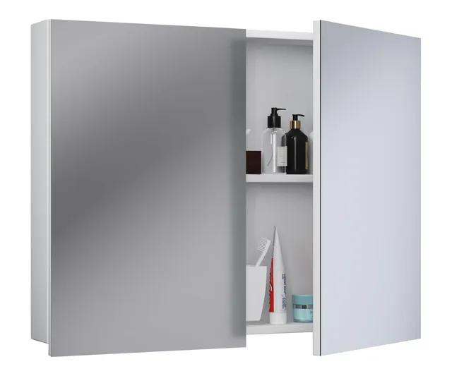 vcm-spiegelschrank-wei-60x12x59-cm-2-t-ren-2-f-cher-holzwerkstoff image 1