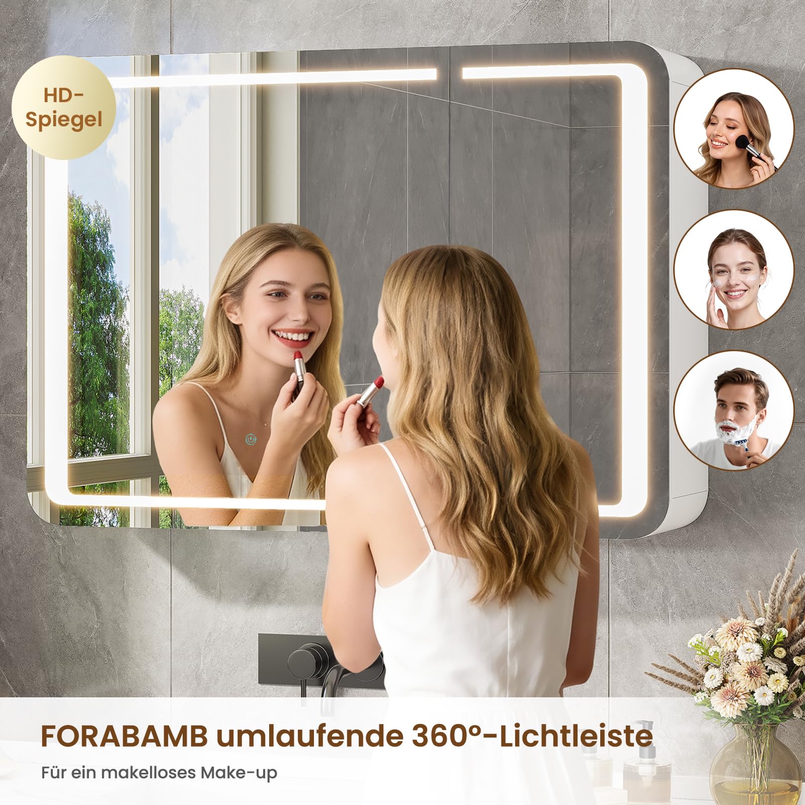 forabamb-spiegelschrank-bad-mit-beleuchtung-steckdose-60x80x16-cm-wei-3-verstell image 5
