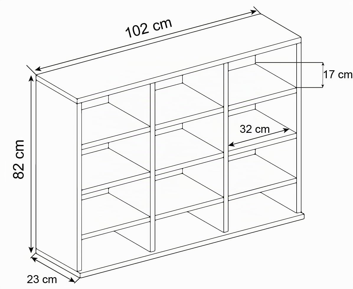 vcm-standregal-buche-102x23x82-cm-12-f-cher-f-r-cds-dvds image 3