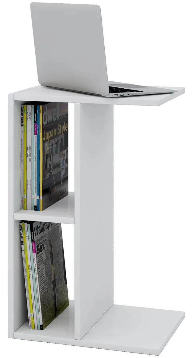 vcm-beistelltisch-wei-40x30x63-cm-2-f-cher-holzwerkstoff-wohnzimmer-deko image 1