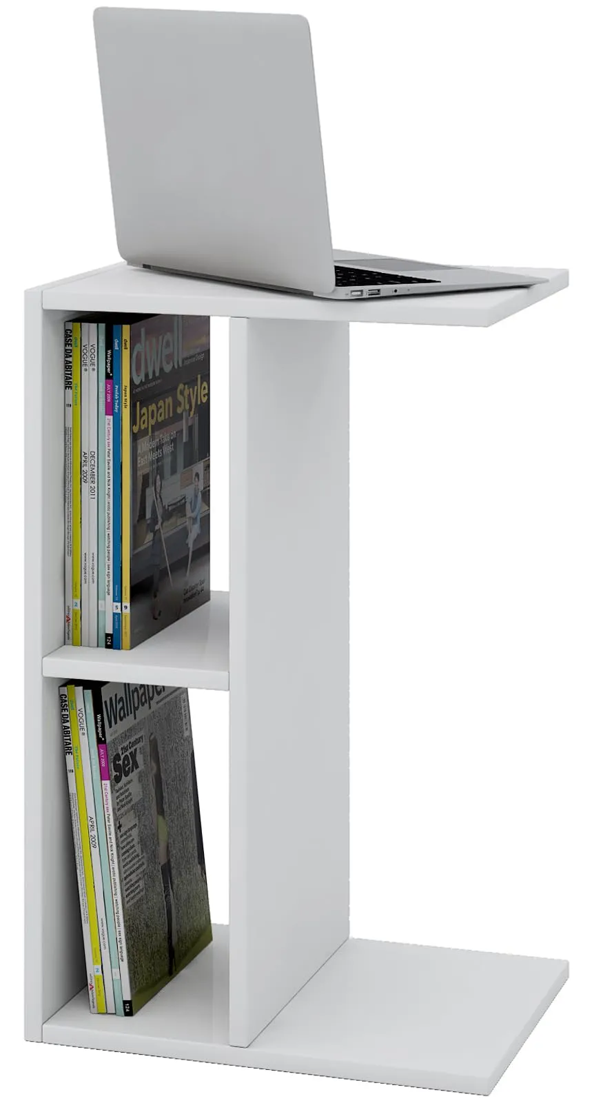 vcm-beistelltisch-wei-40x30x63-cm-2-f-cher-holzwerkstoff-wohnzimmer-deko image 1