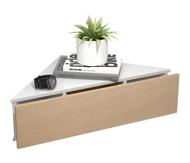 vcm-nachttisch-wei-honig-eiche-60x43x15-cm-wandboard-mit-1-schublade-wandmontage image 1