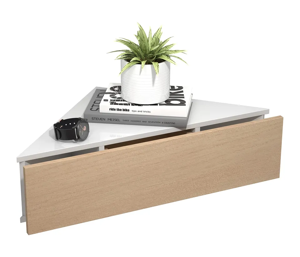 vcm-nachttisch-wei-honig-eiche-60x43x15-cm-wandboard-mit-1-schublade-wandmontage image 1