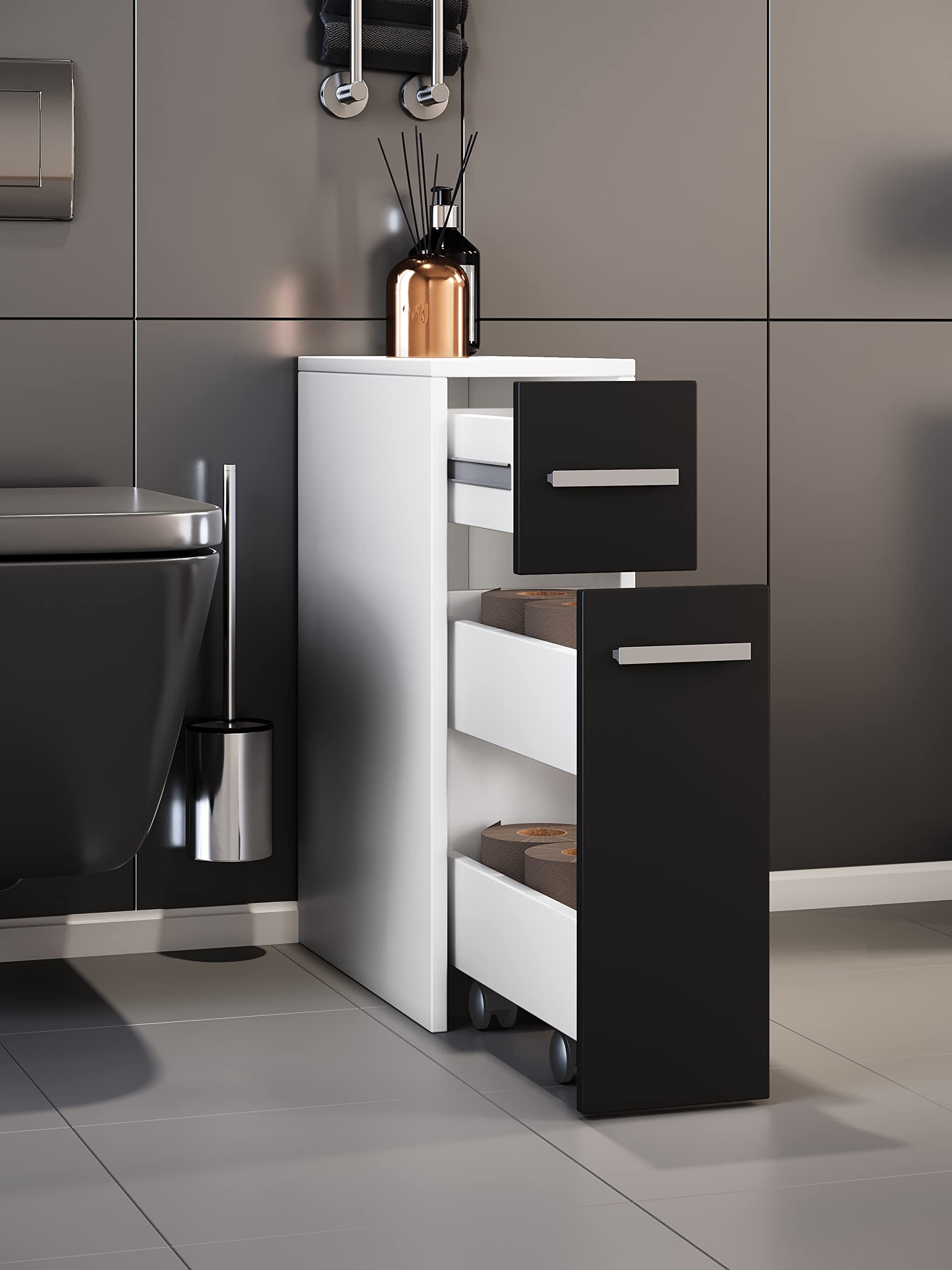 vcm-badm-bel-midischrank-wei-schwarz-20x45x61-cm-2-schubladen-hochschrank-f-r-sc image 4