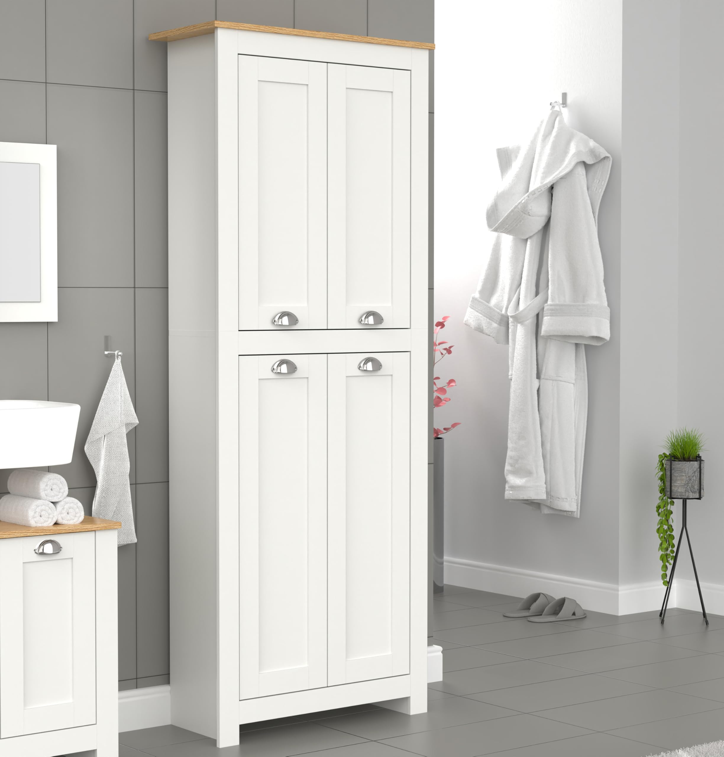 vcm-balusa-holz-flurschrank-5-f-cher-4-dreht-ren-h-184-x-b-72-x-t-32-cm-elegante image 2